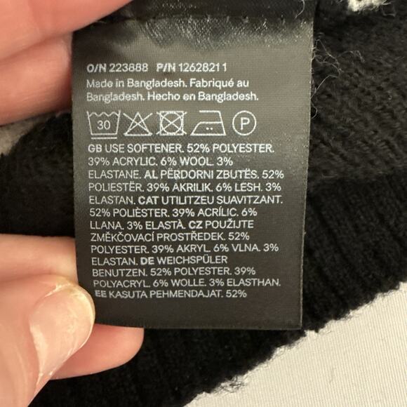 H&M Divided Women's M Whimsigoth Wool Striped Short Sleeve Knit Crop Sweater - Picture 5 of 8